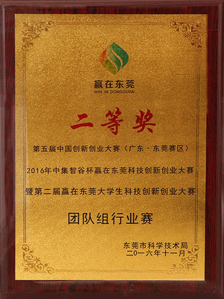 第五屆中國創新創業大賽東莞二等獎